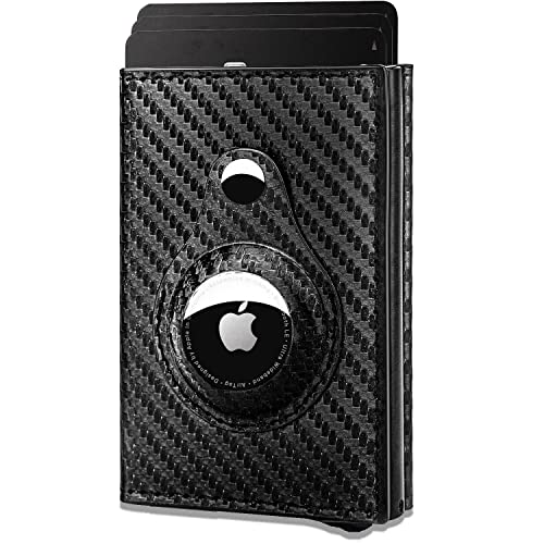 Mens Smart Airtag Wallet(NO Airtag) with Pop Up Button, Rfid Blocking Carbon Firber 20