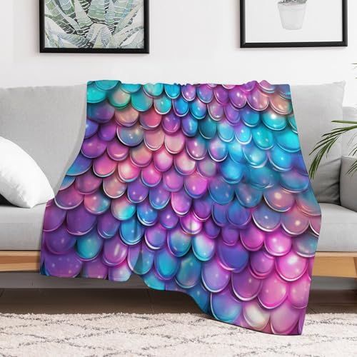 Couverture polaire écailles de poisson 100x130cm en flannel douce - 3