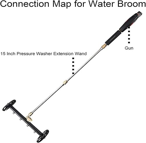Miniatura 6 de Limpiador de tren de rodaje, herramienta de 4000 PSI, limpiador de superficies de función diaria para lavadora a presión, escoba de agua de lavado