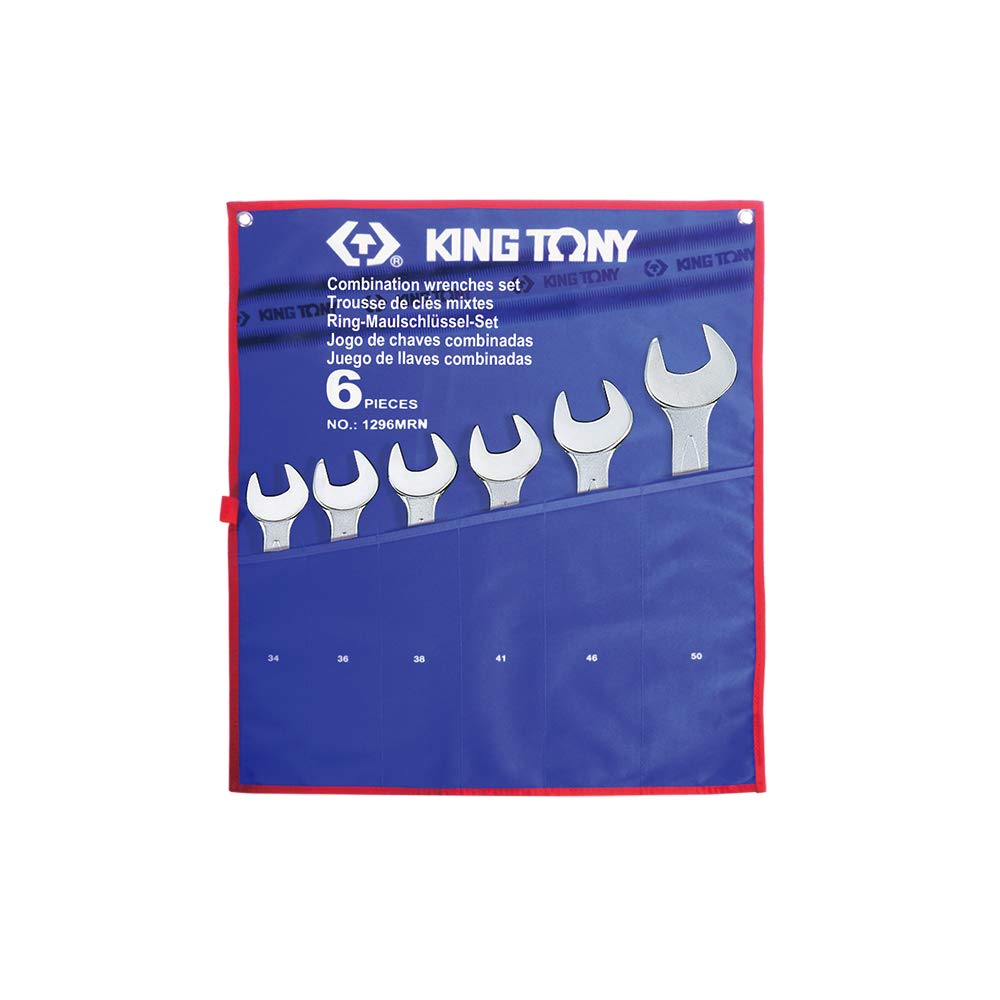 KING TONY 1296Mrn Jeu de 6 clés mixtes Jumbo Type avec pochette Tetoron 34 mm - 50 mm