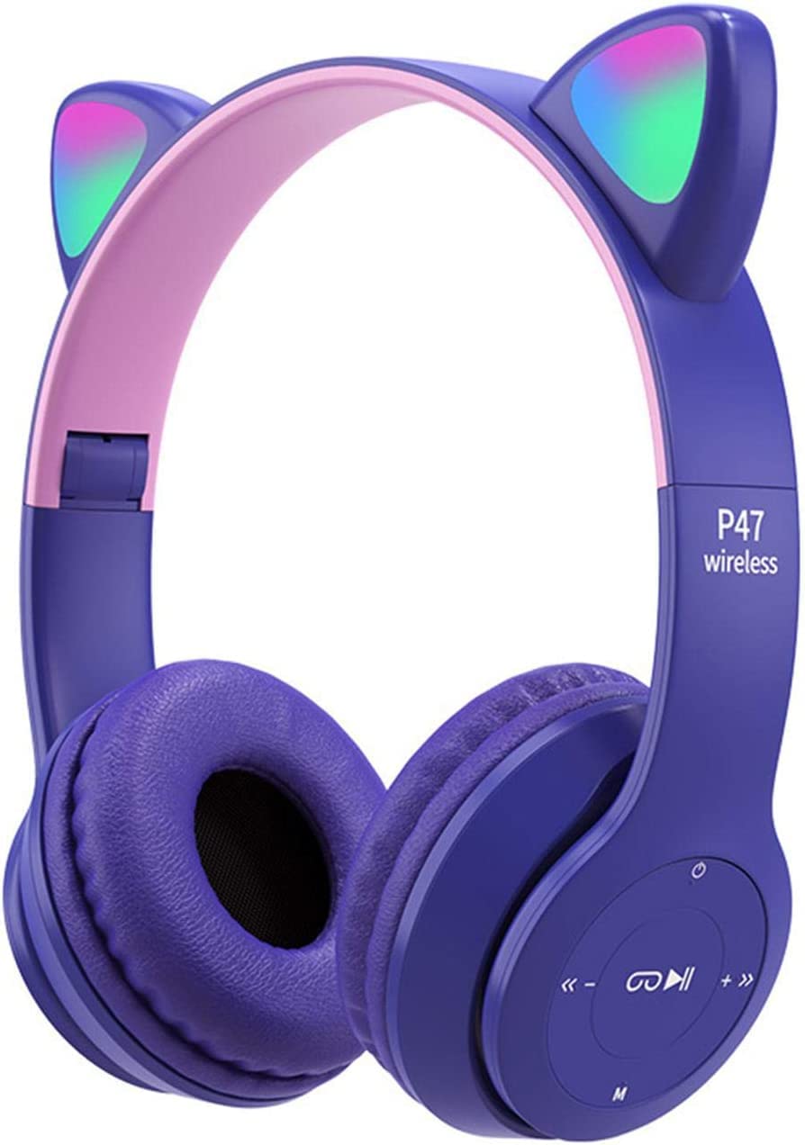 Daemon Cat Ear Headphones for Girls/Women/Kids with Mic&Light Up Cat,85dB Safe Volume Limited,Foldable Headphones for Online Learning School/Travel/Smartphone,Support 3.5mm Audio (Purple) (B0C43SQCCH) Amazon Price History, Amazon Price Tracker
