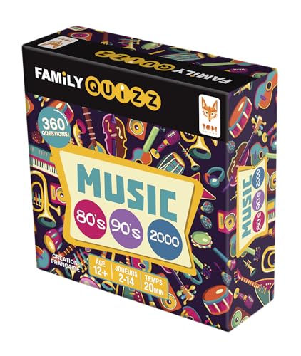 TOPI GAMES Family Quizz Musik Jahr 80 und 90 Brettspiele, FAM-MIMU-799001, Mehrfarbig