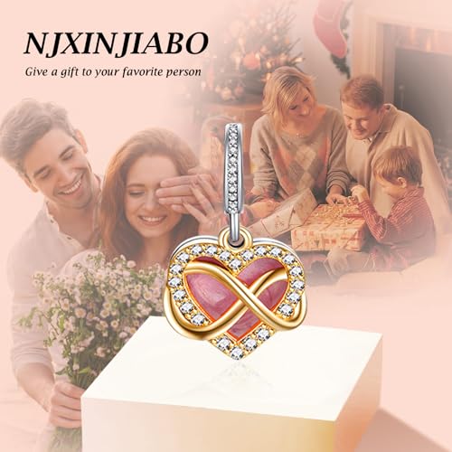 Image of S925 Sterling Silver Gold Plated Romantic Charms, Gifts for Mom Girlfriend Family on Valentine's Day Birthday Christmas Anniversary, Bracelet Necklace Bead Charm