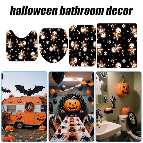 Cortina de ducha de fantasmas para baño de Halloween resistente al agua 5