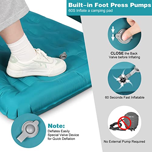 Fostoy Camping Sleeping Pad, Extra Thick 5 Inch Inflatable Camping Air Mattress With Pillow Built-In Pump, Compact Ultralight Waterproof Sleeping Mats For Backpacking, Hiking, Tent, Traveling #TOP2