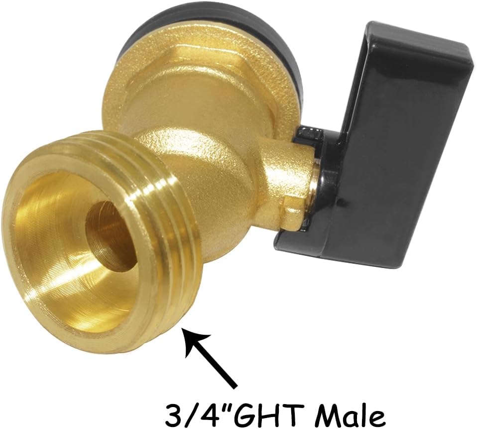 Uenede Brass Water Container Rain Barrel Faucets Spigot 3/4" G Male Thread Large Inlet to 3/4" GHT Male Thread Outlet with Quarter Turn Ball Valve Include Bulkhead Fitting and Washers 2PCS