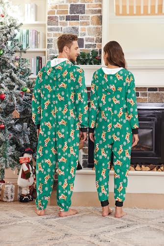 Ekouaer Christmas Matching Onesie for Couples Fleece Hoodie One Piece Zipper Pajamas with Pockets S-XXL3