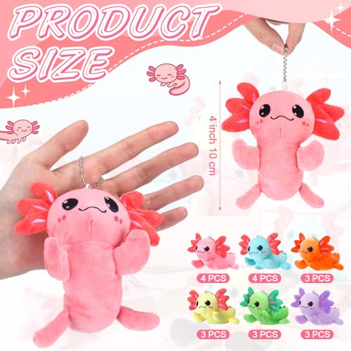 Image of WinnerWhy 20 Pcs Axolotl Plush Small Axolotl Stuffed Keychains Ornament Bulk Galentines Gifts for Birthday Party Supplies(Multicolor)