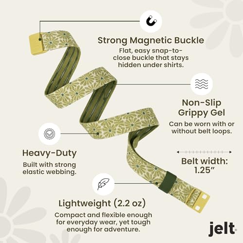 Image of JeltX Adjustable Elastic Belts for Men and Women, Non-Slip Stretch Belt with Magnetic Belt Buckle and Grippy Gel