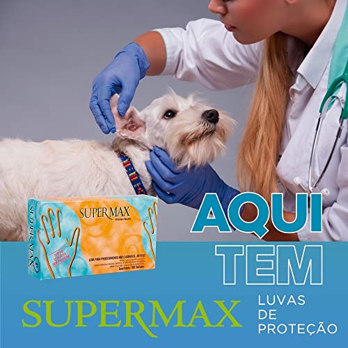 Luva Nitrilo Supermax cor Azul Sem pó 100 unidades (XL)