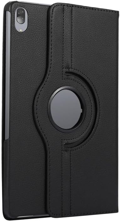 Hugewth 360°Rotating Case Compatible for Lenovo Tab P12 12.7 inch 2023 Case, Multi-Angle Swiveling Slim Cover Auto Wake/Sleep PU Leather Hard Back Shockproof (Black)