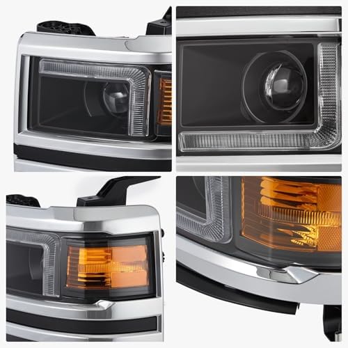 VRC Projector Headlights Compatible with 2014-2015 Chevy Silverado 1500 - 4