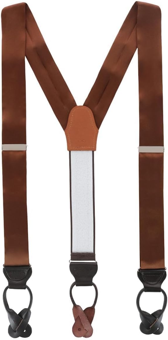 Trafalgar Men's Dutton Solid Color Silk Button End Braces (Suspenders)