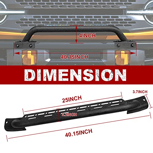 Yeshma Mini Bull Bar Compatible With Ford Bronco 2021 2022 2003 2&4-Door Front Capable Bumper Bar Off Road Grille Brush Guard With Light Bracket Black #TOP3