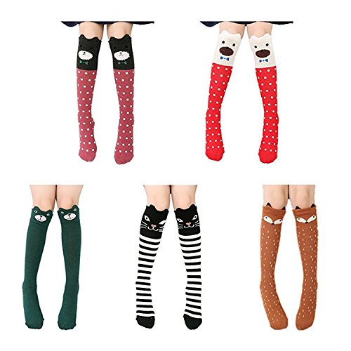 NiceButy 5 Paire Chausettes Longues Haute Chaussette Genoux De Chaussettes Pour Fille Haute Sock Et Jambière Crochet Boot Manchettes Confortable Permeabilite Haute Socquette Fillette