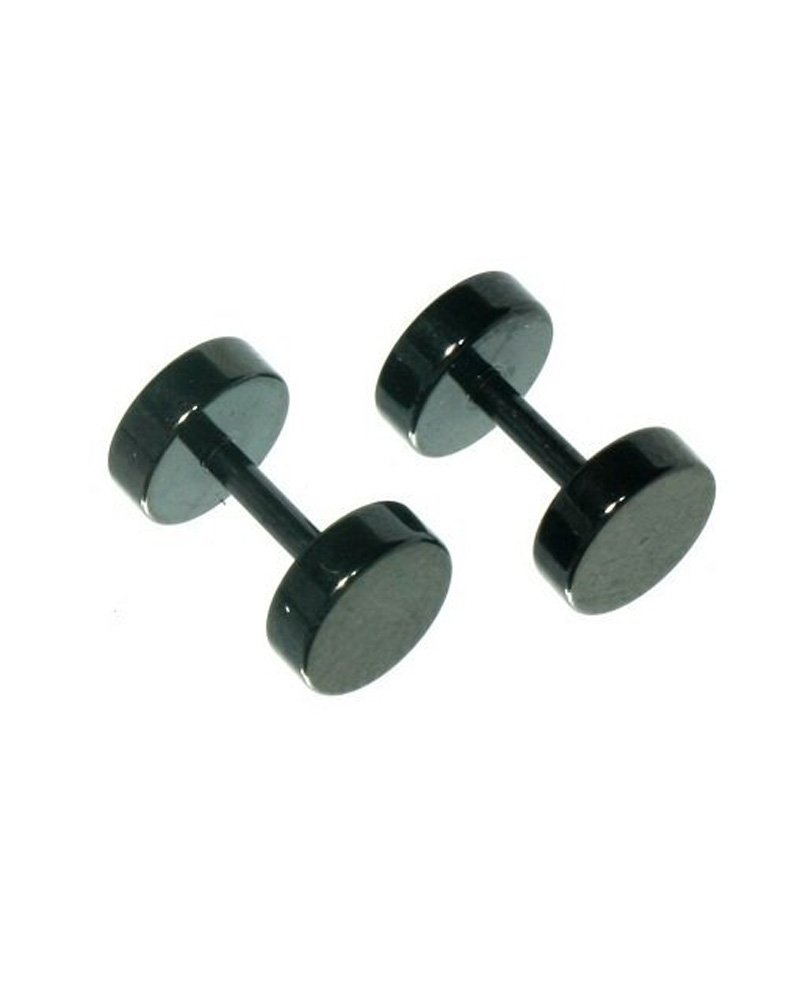 Illusion Tunnel Plug Black Stainless Steel Men Unisex Earrings 5mm