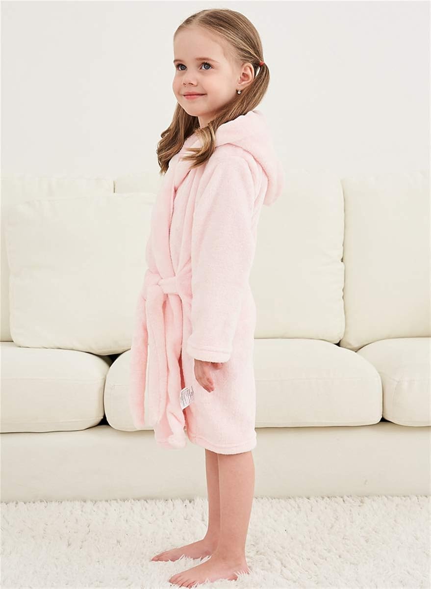 Betusline Kids Girls Boys Solid Soft Fleece Hooded Bathrobe Robe, 2T - 18 Years: Clothing, Shoes & Jewelry