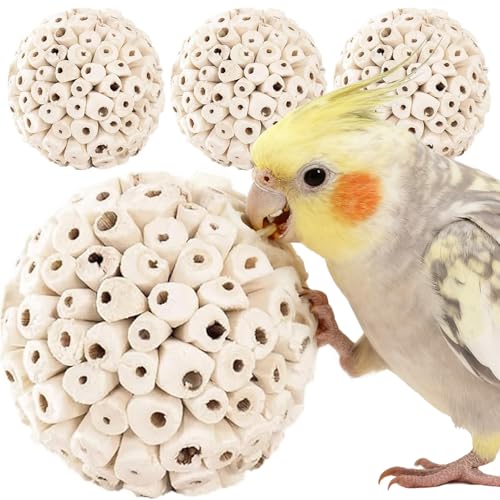 Zephyriel 4PCS Bird Toys Sola Balls 2.36'' - Bird Foraging Toy, Sola Atta Ball, Parrot Chew Shred Toy for Sharpening Claws & Beaks for Cockatiel, Parakeets, Conure, Love Birds, Budgie and Small Birds
