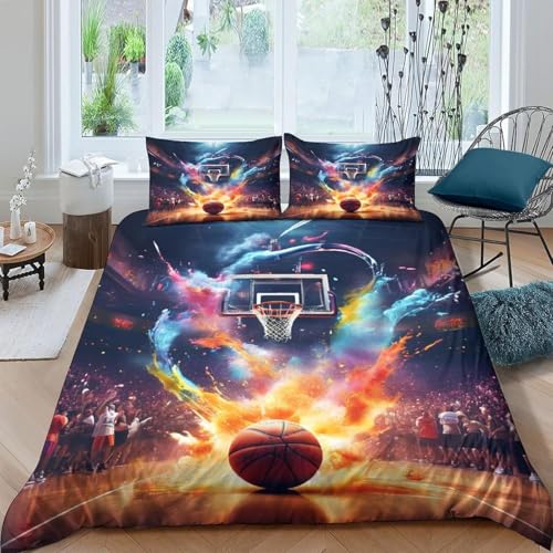 Housse de couette basket-ball 260x240抗皱免烫微纤维三件套带枕套