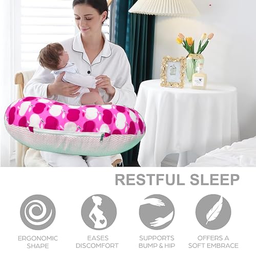 Image of VParents Multipurpose Baby Feeding Nursing Cum Maternity Pillow for New Born Cotton, Recommended for Maternity, Nursing, Medical Cheeky Cheeky (Pink) 110500