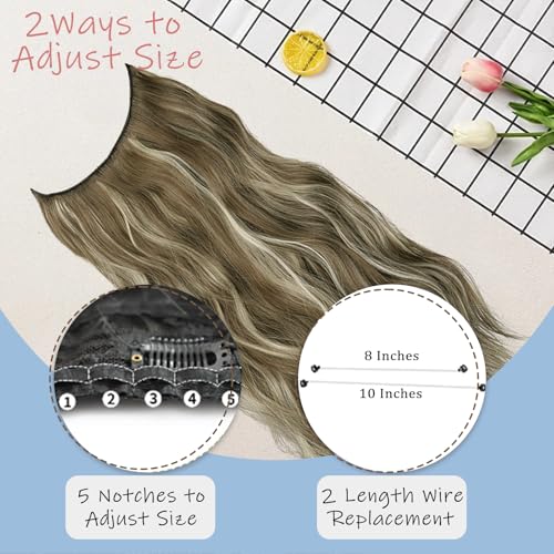 NOVFLKW Invisible Wire Hair Extensions Long Wavy Synthetic Hairpiece with 4 Secure Clips for Women 20 Inch Clip in Hair Extensions - Image 3