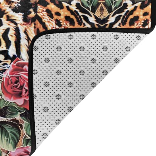 Tapis à poils longs de qualité supérieure avec mousse à mémoire imprimé léopard