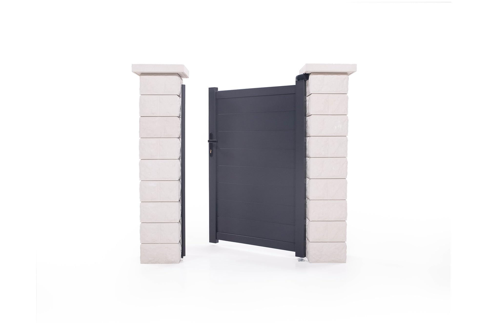 Casanoov Puerta peatonal exterior​ 1m EIGER Alt.180cm aluminio gris (Gris antracita, 100 x 140 cm)