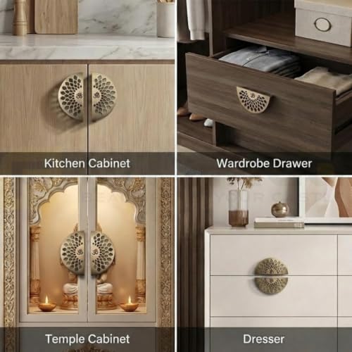 Image of Om Design Cabinet Handle 8 Inch Antique Finish Stainless Steel Door Handle for Wardrobe, Kitchen Cabinets & Furniture Drawer Pull Handle - (Set of 1)