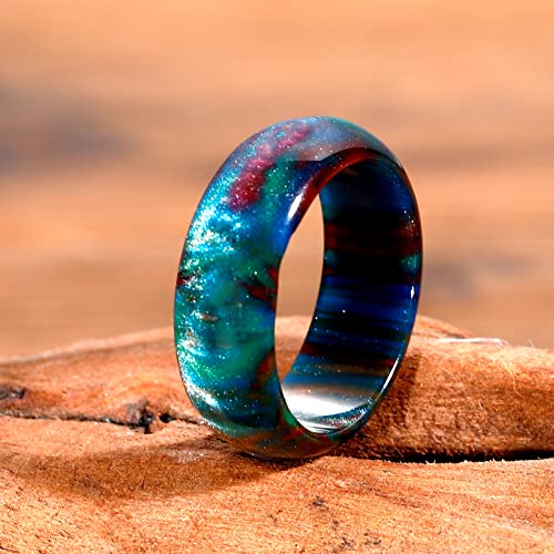 Hooyoo Acrylic Rings For Women Bohemian, Chunky Resin, Trendy Colorful Statement Thick Rings, Vintage Jewelry Handmade, Beach Jewelry, Wedding Band, Simple Style Galaxy Ring (7, Rainbow) #TOP4