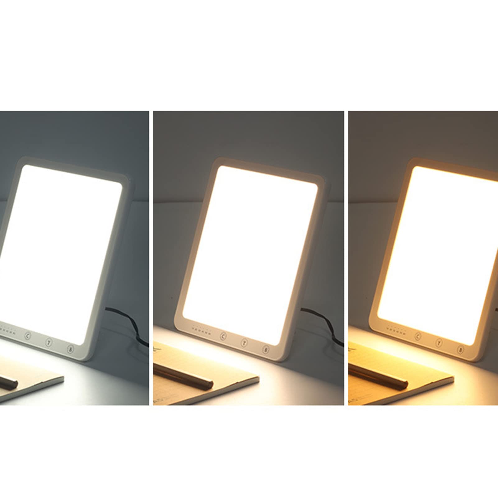 Lampada Fototerapia Portatile Naturale lampada a spettro, con 3 modalità colore 10000 Lux Lampada SAD, 6 funzione timer 5 regolazione variabile, per Casa/Ufficio,Bianca,19 * 16cm