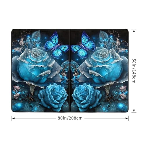 Tapis lavable motif rose bleu dimensions 123,2 x 147,3 cm - 3