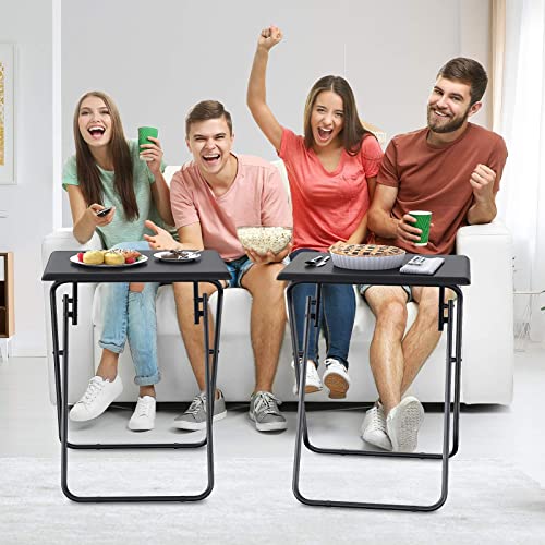 Ameriergo Folding Table - No Assembly Required Tv Tray For Eating On The Couch, Stable Dinner Foldable Table, Snack Coffee End Table Small Table Easy Storage For Living Room & Bedroom #TOP3