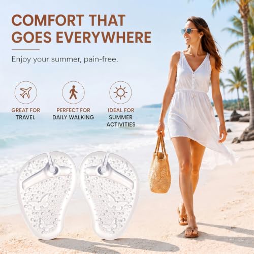 Image of 6 Pairs Gel Pads for Thong Sandals Toe Protectors Metatarsal Forefoot Cushion Inserts Foot Pads Non Slip Cushion for Sandals Thong Post Protector of Foot Grip(Clear)