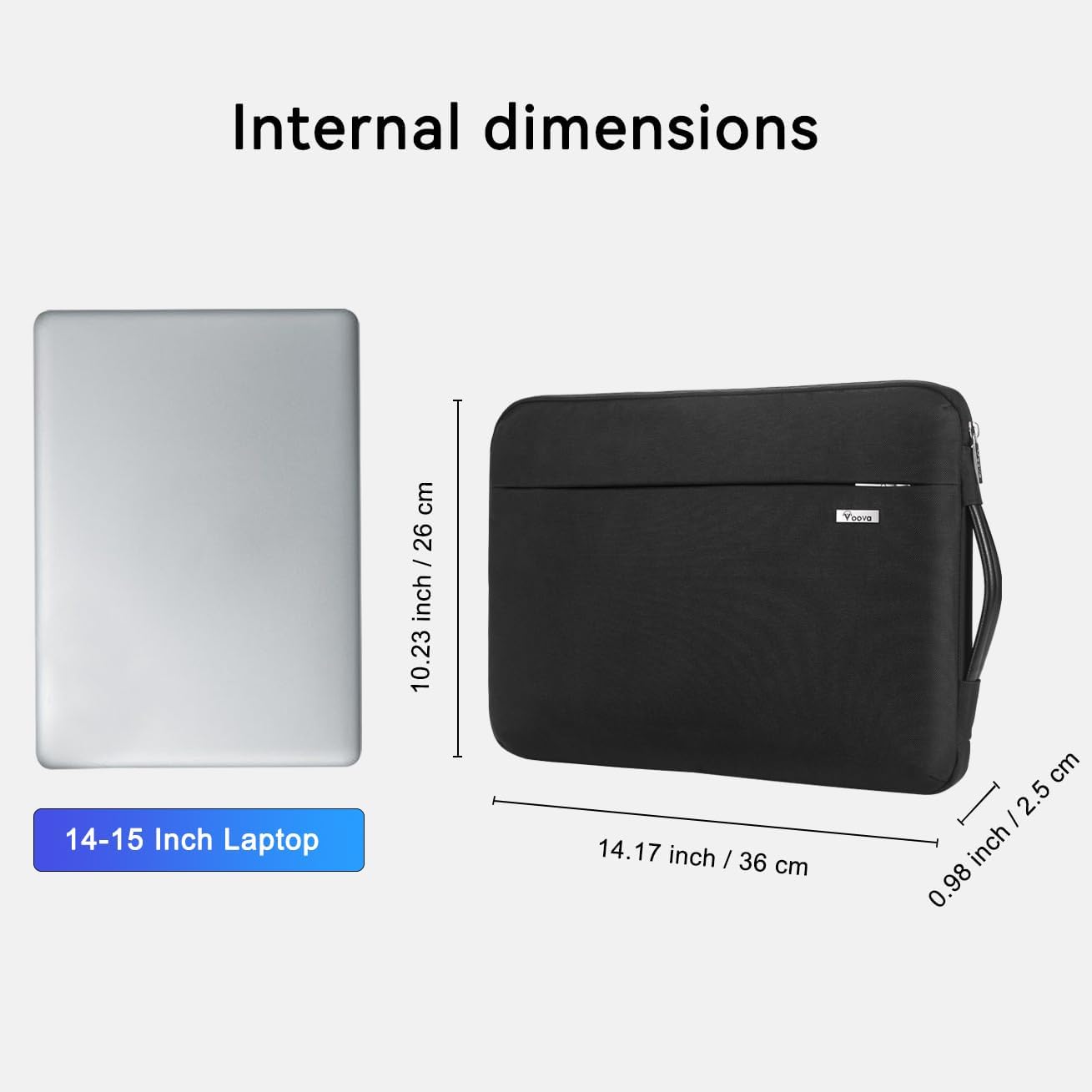 Voova 15-14 Inch Laptop Sleeve, Laptop Cover, MacBook Case, Black image 2
