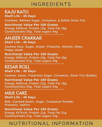 Image of HYPERFOODS House of Treats Rakhi Combo With Sweets Indian Sweets Gift Pack of 4 Kaju Katli Milk Cake Anjeer Chakkar Kesar Roll 200G each Flowers of Ganesha Rakhi Set of 5 With Roli & Rice