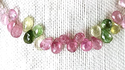 Tourmaline briolette facettée multicolore rose vert bleu pour création bijoux DIY