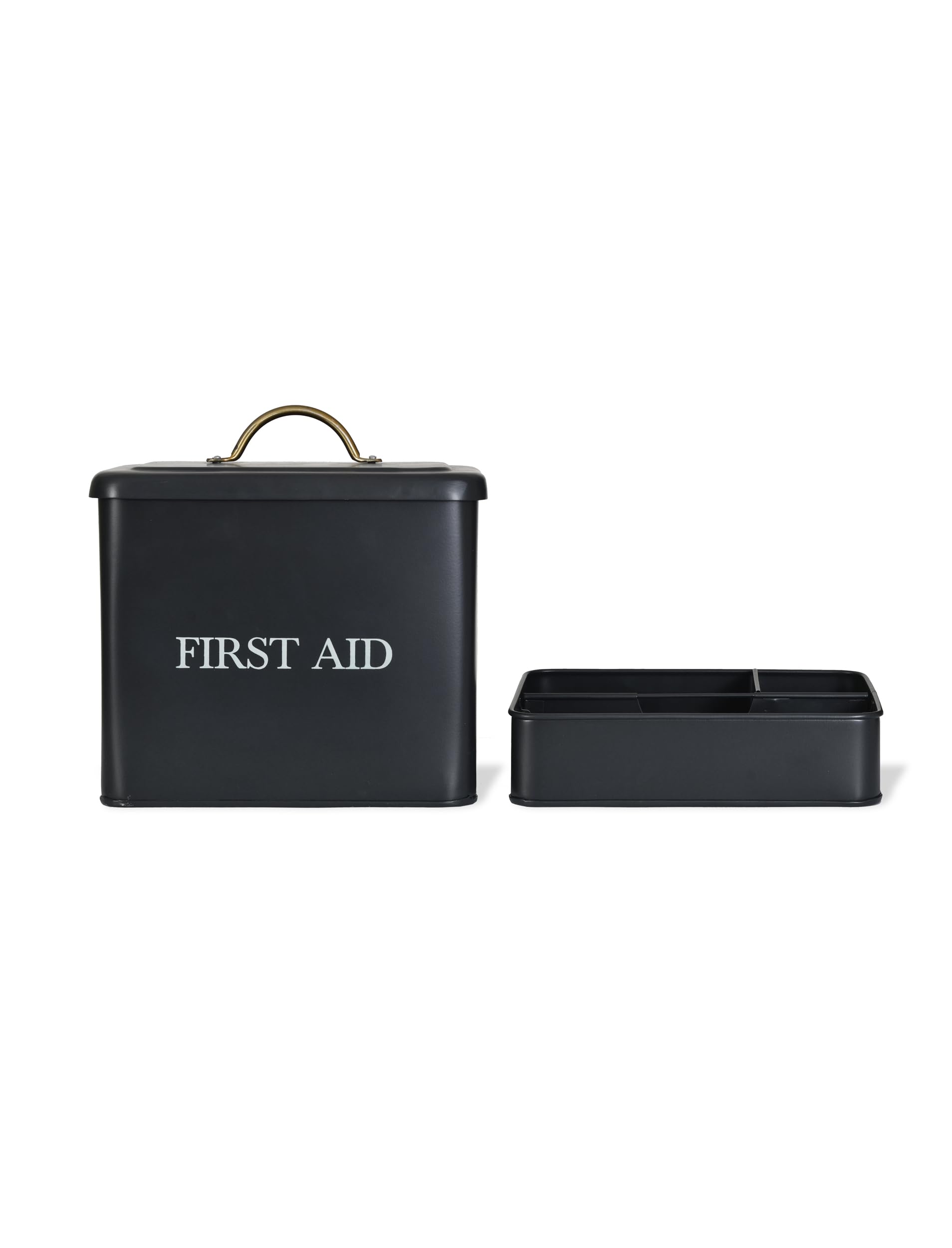 CKB LTD Contenitore in metallo per medicinali di primo soccorso, kit medico con divisori, vassoio organizer rimovibile, organizer a 2 livelli, realizzato in acciaio verniciato a polvere, 25 x 24 x 19