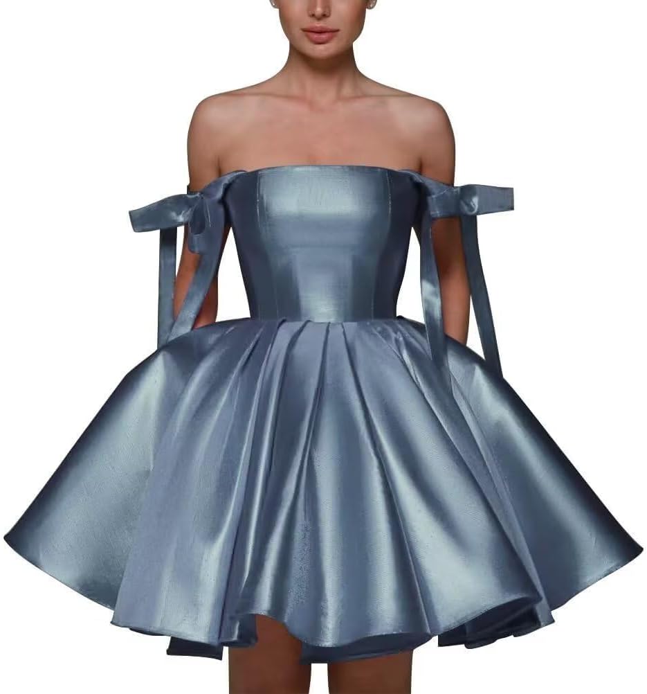 Short Satin Homecoming Dress for Teens with Pockets Spaghetti Straps A Line Prom Graduation Dresses HM377