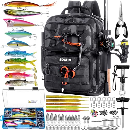 Fishing Backpack with Tackle Boxes and Rod Holders,...
