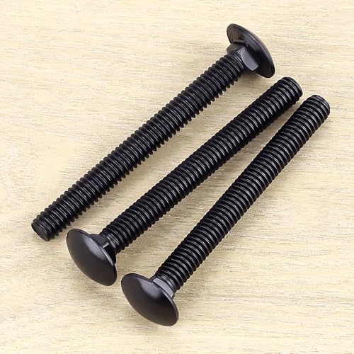 Image of 3 /8-16 x 2-1 /2 inch Black Steel Carriage Bolts, 304 Stainless Steel 18-8, Round Domed Head Square Neck Carriage Bolts Screws, Coarse Thread UNC, 10 PCS