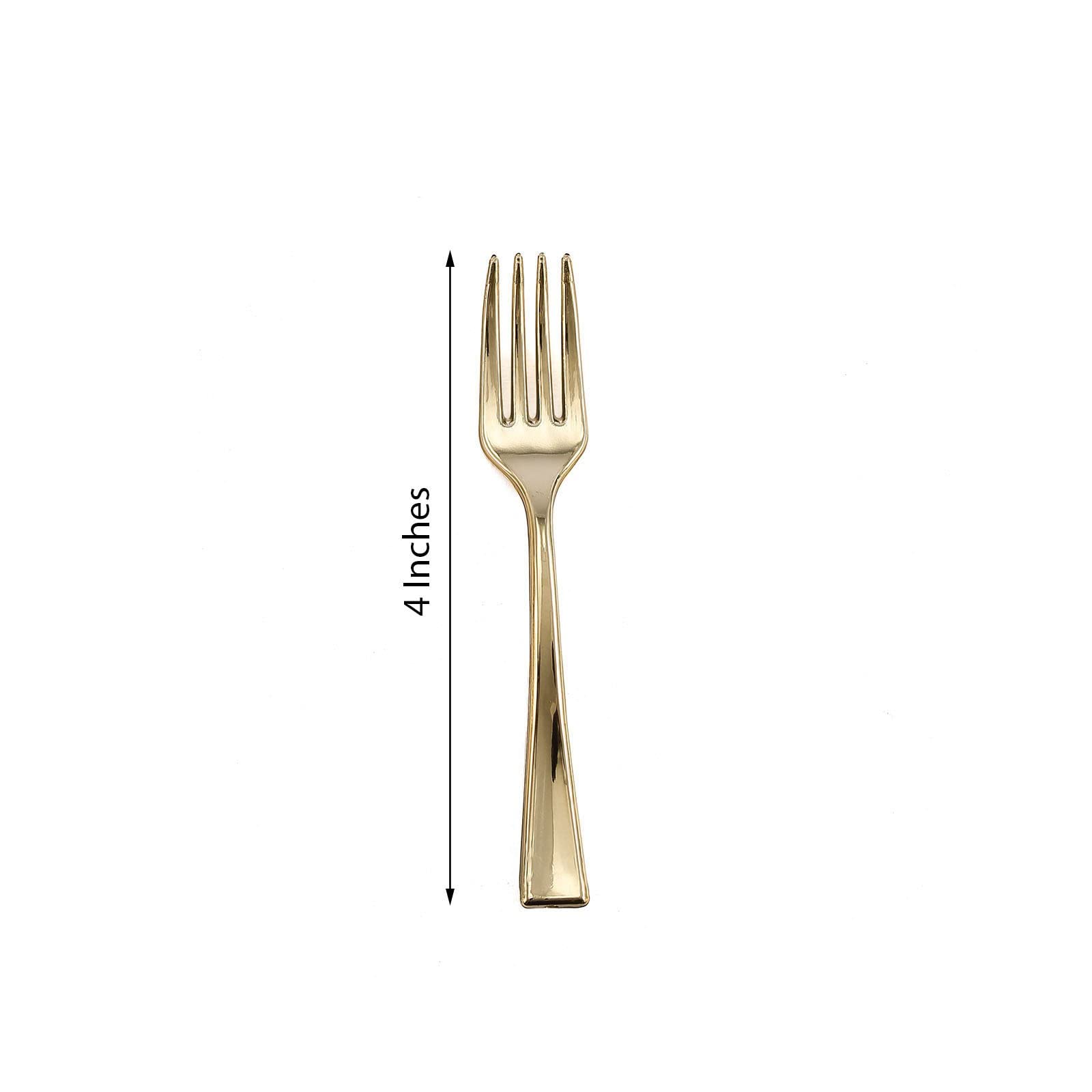 BalsaCircle 48 pcs 4-Inch long Gold Disposable Plastic Party Appetizer Forks - Tableware Wedding Party Events Supplies