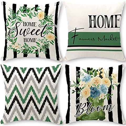 Cirzone Spring Pillow Covers 18x18 Set of 4 Spring Decor Farmhouse Home Sweet Home Outdoor Pillow Covers Spring Throw Decorative Pillow Covers Spring Decorations for Home Cover