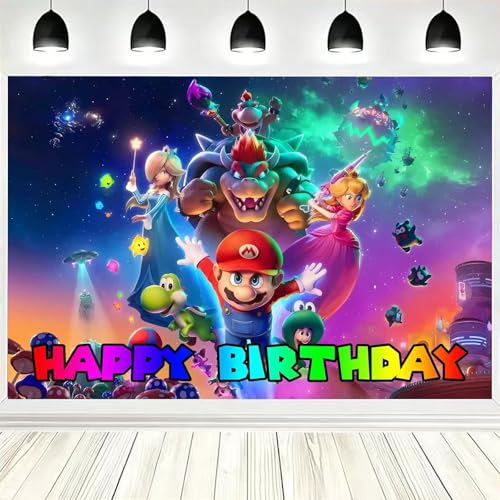 Cute Mario Backdrop Super Bros Wall Decor Backdrop Birthday Party Photo Backdrops for Girls and Boys