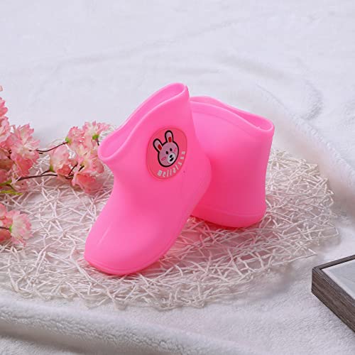 IWIHMIV Toddler Rain Boot Waterproof Kids Shoes Baby Rain Boys Toddler Girls Rubber Baby Shoes（Pink,12 Months3