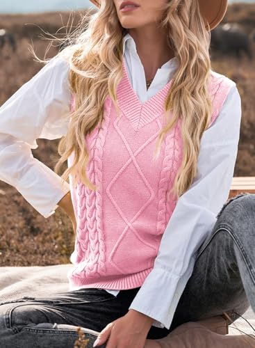 Image of EVALESS Oversized Sweater Vest for Women V Neck Sleeveless Solid Color Loose Pullover Sweater
