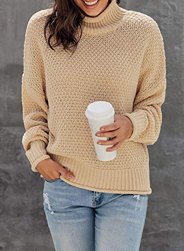 Image of Dokotoo Womens 2026 Winter Fall Solid Turtleneck High Neck Balloon Long Sleeve Sweaters Pullover Outerwear