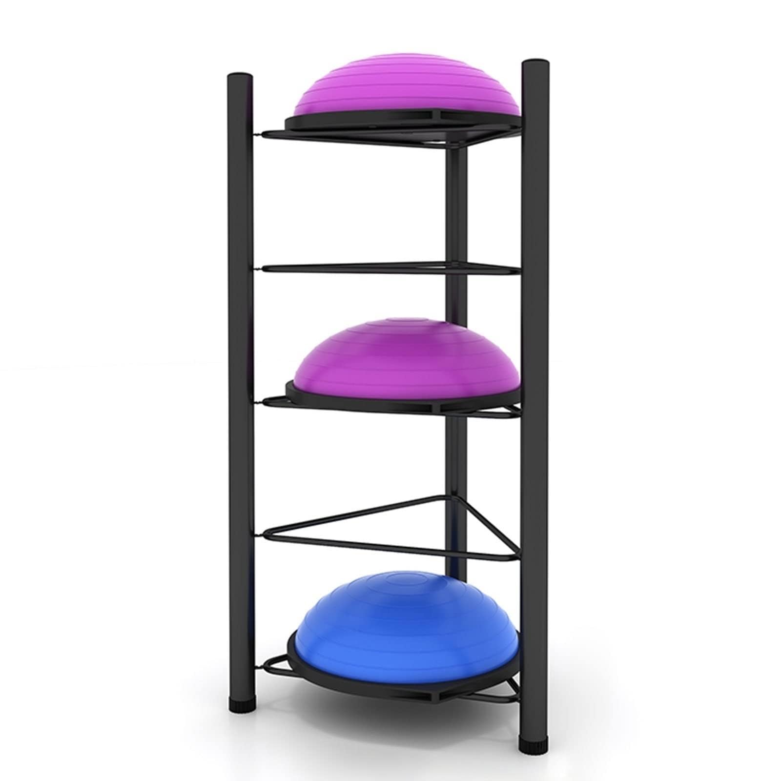 Supporto per Palla da Allenamento Nera per metà Equilibrio - Attrezzatura per Palestra Domestica a 3/5/6/7 Livelli Supporto da Pavimento Organizzatore per riporre Palle mediche da Bowling Bosu Slam (