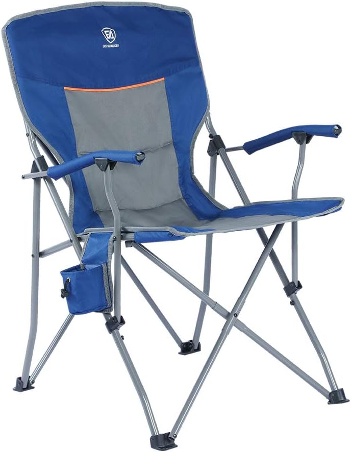 EVER ADVANCED Foldable Camping Chair Padded Arm Chair,Collapsible Steel Frame Heavy Duty Supports 300 lbs: Kitchen & Dining