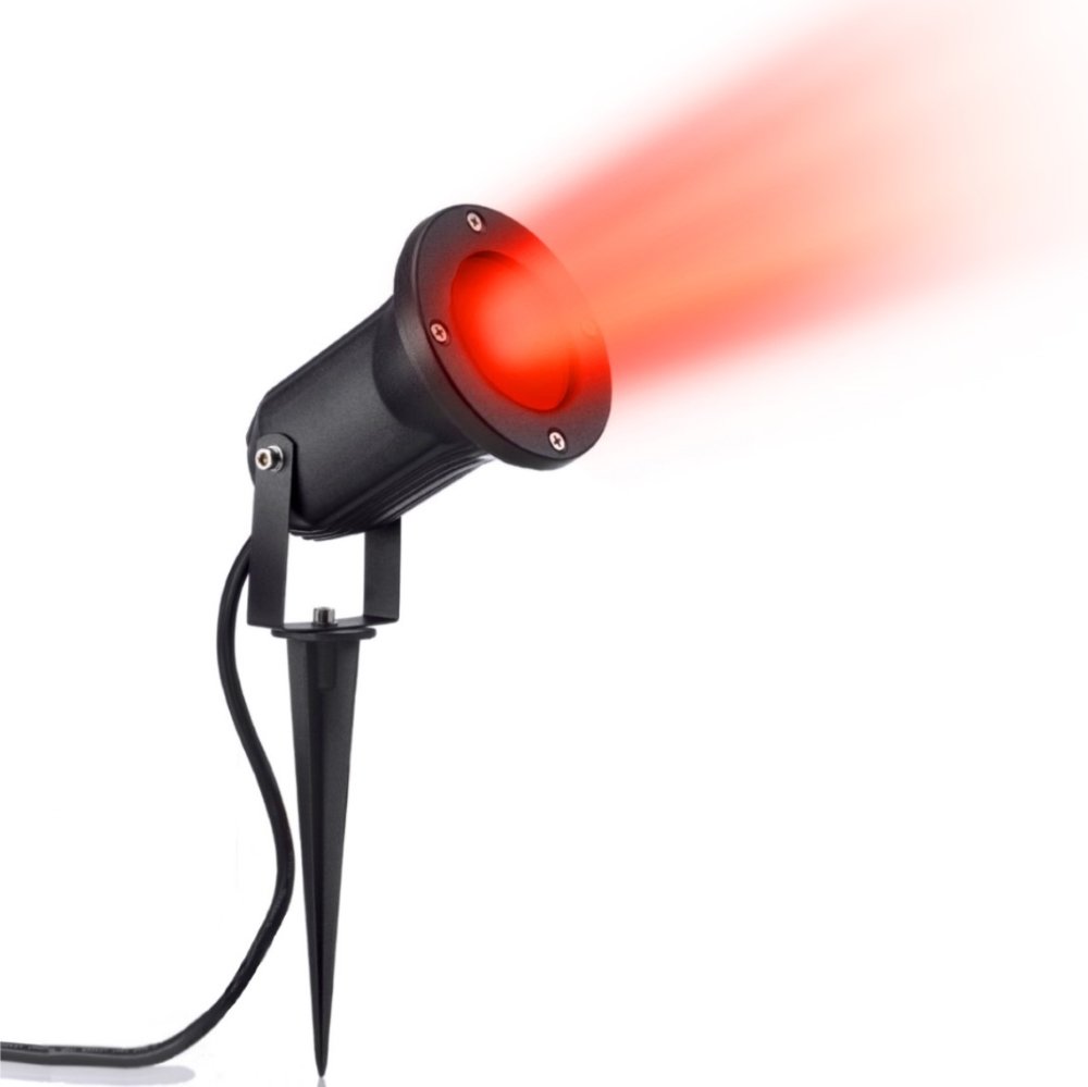 Auraglow Deep Recessed Garden Spike Light GU10 Holder IP65 Outdoor Uplighter - Red