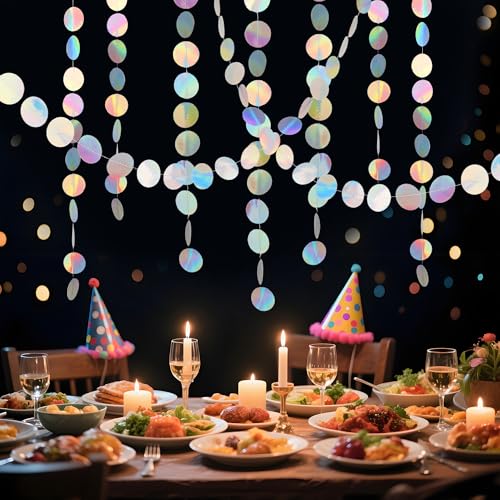 ACOMTUO 8 Pièces Coloré Glitter Papier Dot Guirlande, 4 m de Guirlande Papier pour Décoration de Fête, Anniversaire, pour Mariage Anniversaire Noël...